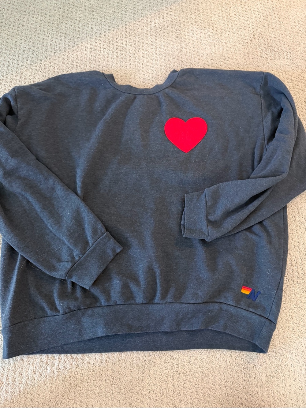 Aviator Nation Charcoal Sweat Set with Red Heart Patches - Picture 2 of 3